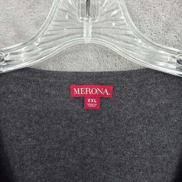 Merona Cardigan Sweater Bundle XXL Black White Grey Stripe Bling Button Up Knit - Picture 3 of 13